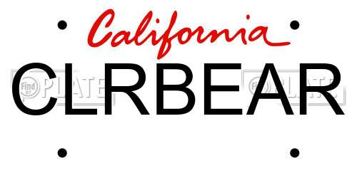 CLRBEAR California License Plate