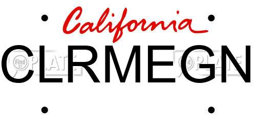 CLRMEGN California License Plate