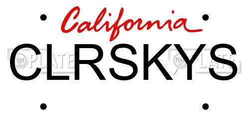 CLRSKYS California License Plate