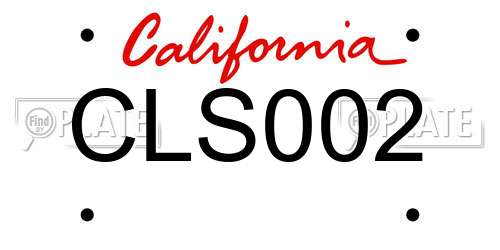 CLS002 California License Plate