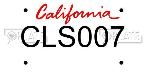 CLS007 California License Plate