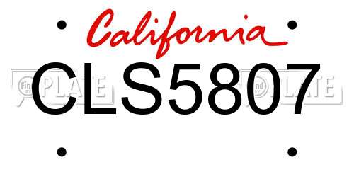 CLS5807 California License Plate