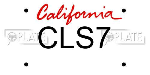 CLS7 California License Plate