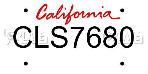 CLS7680 California License Plate