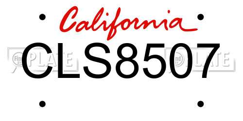CLS8507 California License Plate
