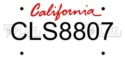 CLS8807 California License Plate