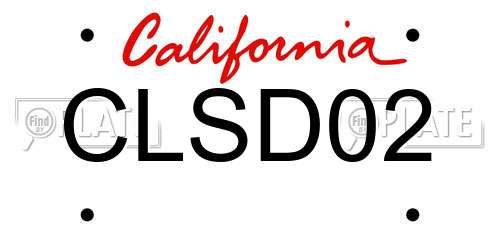 CLSD02 California License Plate