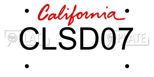 CLSD07 California License Plate