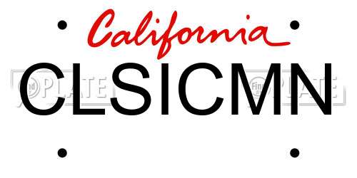 CLSICMN California License Plate