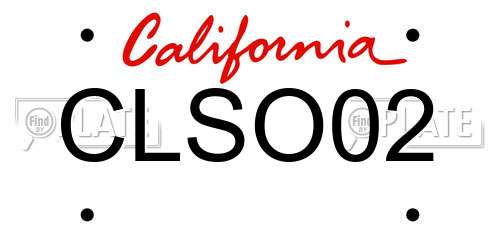 CLSO02 California License Plate