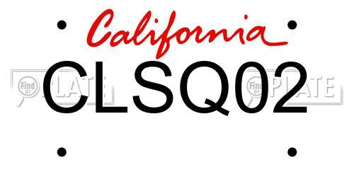CLSQ02 California License Plate