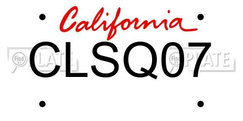 CLSQ07 California License Plate