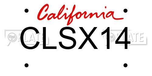 CLSX14 California License Plate