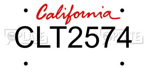 CLT2574 California License Plate
