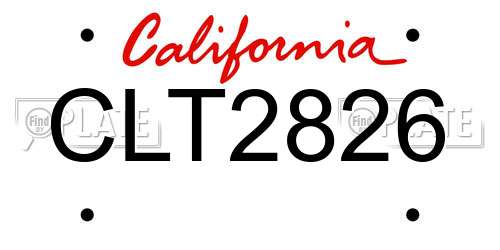 CLT2826 California License Plate