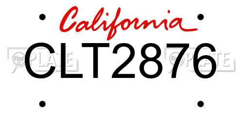 CLT2876 California License Plate