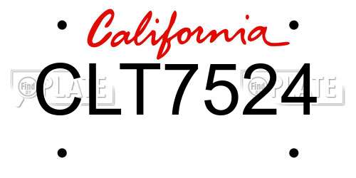 CLT7524 California License Plate