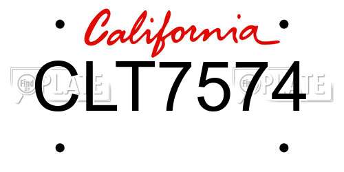 CLT7574 California License Plate