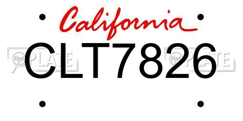 CLT7826 California License Plate