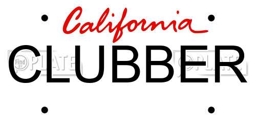 CLUBBER California License Plate