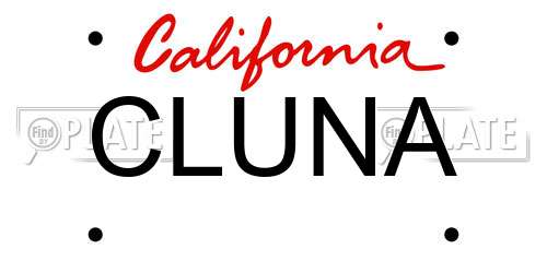 CLUNA California License Plate