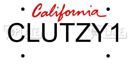 CLUTZY1 California License Plate