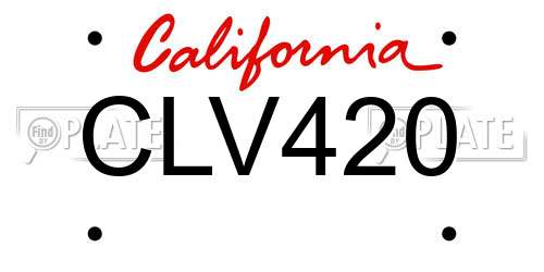 CLV420 California License Plate