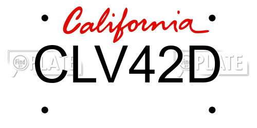 CLV42D California License Plate