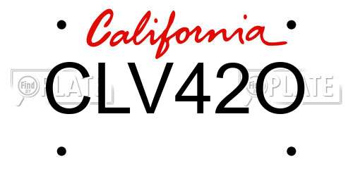 CLV42O California License Plate