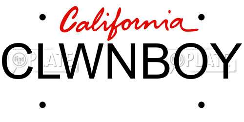 CLWNBOY California License Plate