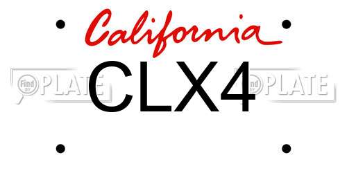 CLX4 California License Plate
