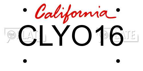 CLYO16 California License Plate