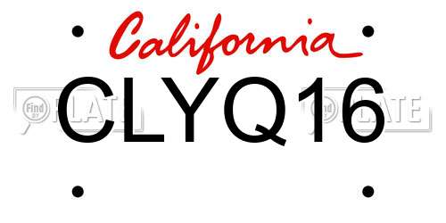 CLYQ16 California License Plate