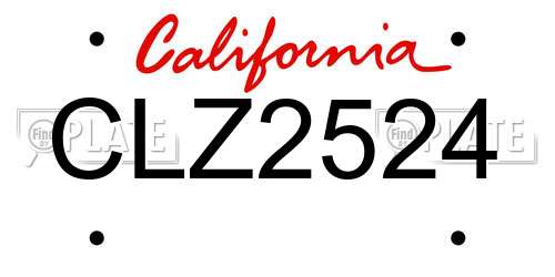 CLZ2524 California License Plate