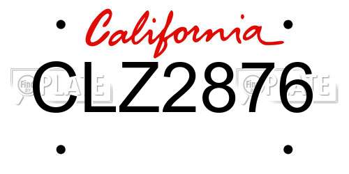 CLZ2876 California License Plate