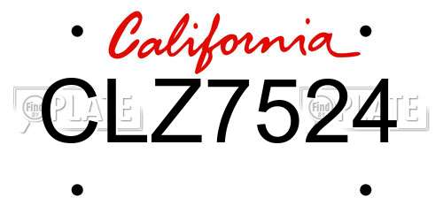 CLZ7524 California License Plate