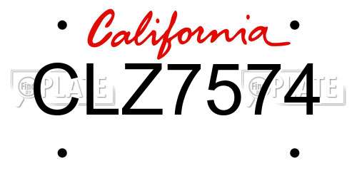 CLZ7574 California License Plate