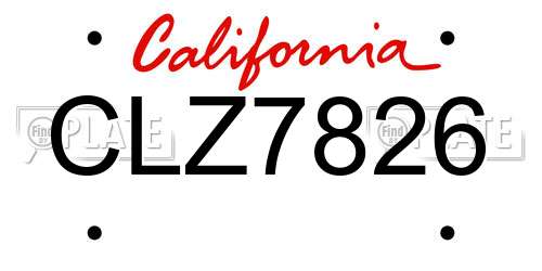 CLZ7826 California License Plate