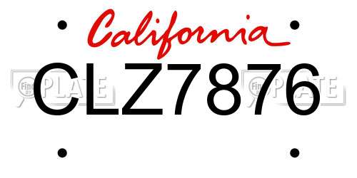 CLZ7876 California License Plate