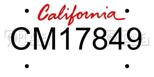 CM17849 California License Plate