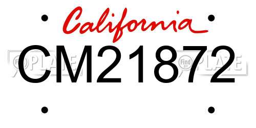 CM21872 California License Plate