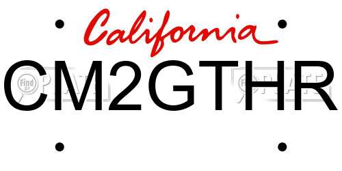 CM2GTHR California License Plate