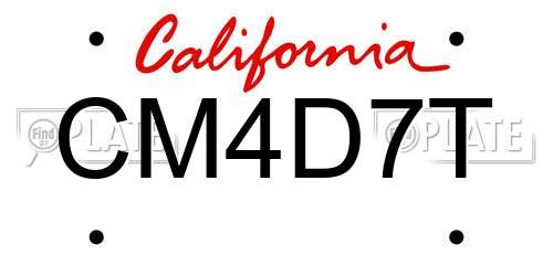 CM4D7T California License Plate