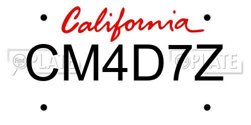 CM4D7Z California License Plate