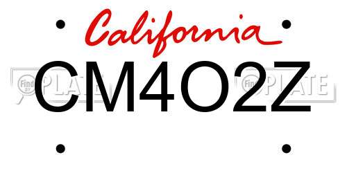 CM4O2Z California License Plate