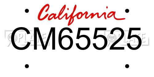 CM65525 California License Plate