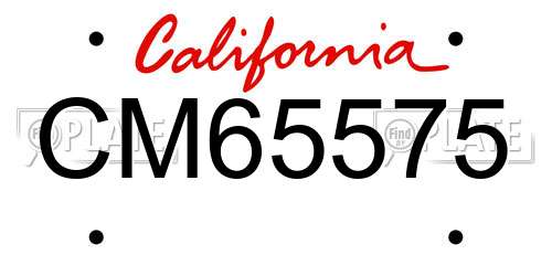 CM65575 California License Plate