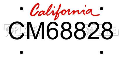 CM68828 California License Plate