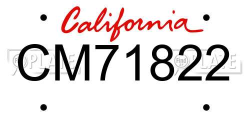 CM71822 California License Plate