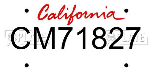 CM71827 California License Plate